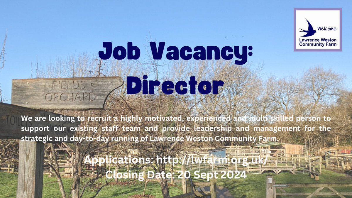 We've reopened our Director vacancy. Please share far and wide!

An amazing opportunity to lead our Community Farm in north-west Bristol.

Full details: lwfarm.org.uk