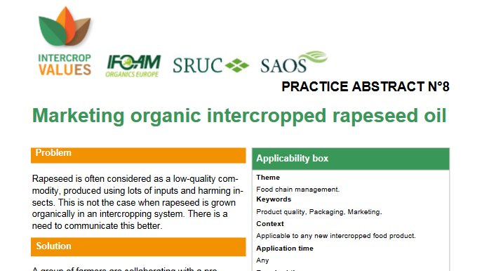 farm_knowledge's tweet photo. Latest @IntercropVALUES Tool: Marketing organic #intercropped #rapeseed oil 🌱
➡️ Aim: building demand for a profitable and soil-enhancing crop
➡️ How: collaboration with growers, the products USP, regulation compliance and a strong brand
🔗 Link to tool: https://t.co/Qdh8q3MtyW https://t.co/ztjpY0fTbh