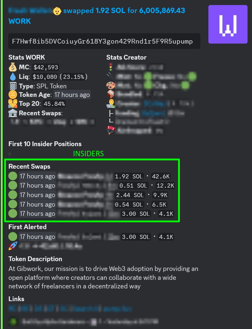 alpha_gardeners's tweet photo. These kinds of tokens $WORK are only possible to spot with our insider alerts, where insiders accumulate tokens under a $10K market cap, which then peaked later that night at $2.3M = 230x increase🤯

Every day, there's an opportunity to make game-changing money with our alerts, even in this market condition⤵️