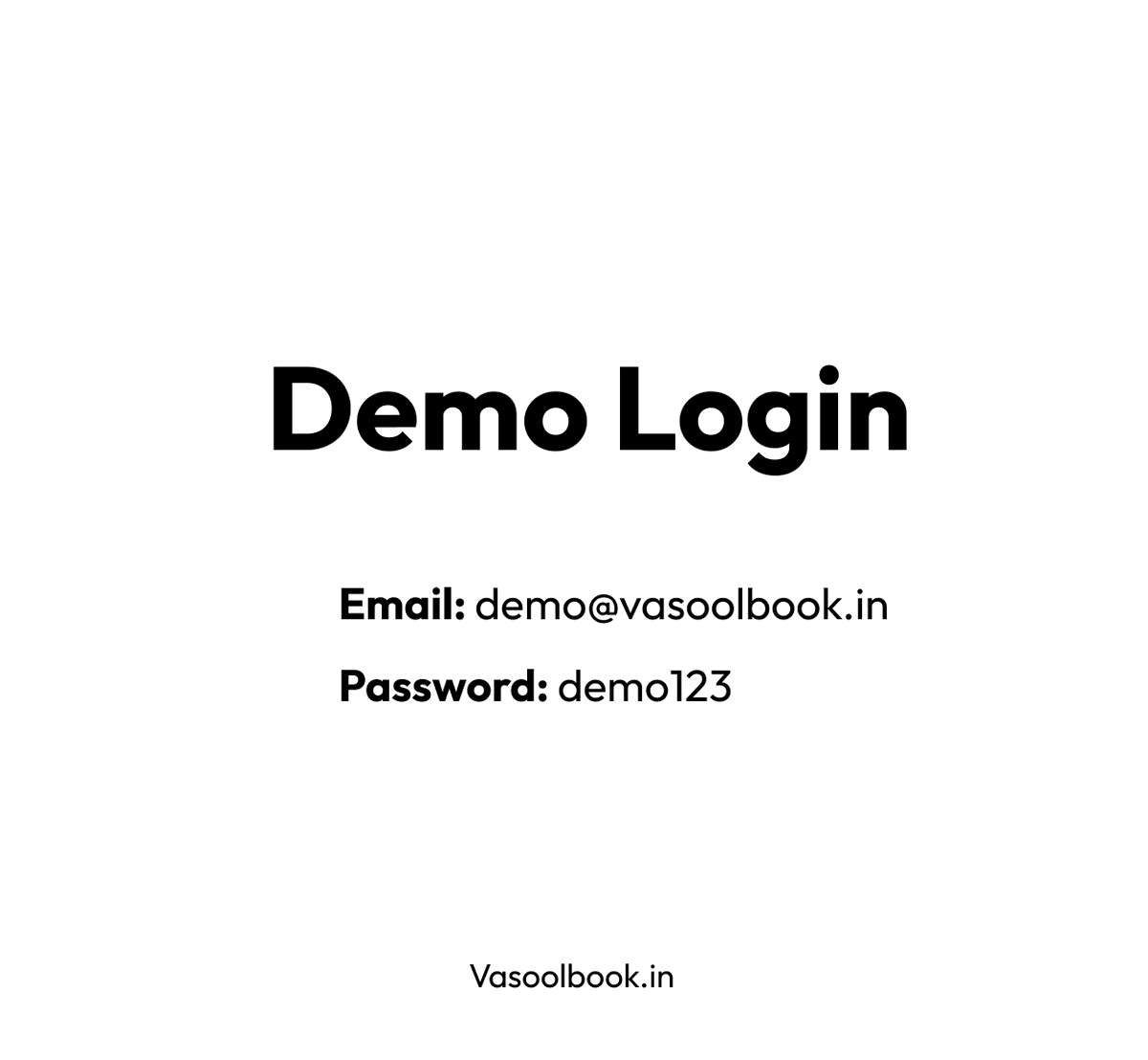 _vasoolbook's tweet photo. Experience Vasoolbook with our demo account:

Website: https://t.co/WX9vquKeb8
Email: demo@vasoolbook.in
Password: demo123

Your feedback is welcome! Let us know how we can improve.

#Vasoolbook #AccountingSoftware https://t.co/hR4uf4Lw0t