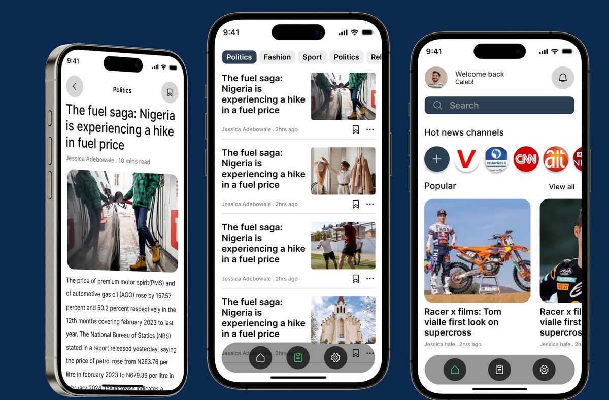 calebattraction's tweet image. Hello X! day 19 of the 40 days ui challenge checked. i replicated a News feed mobile app ui for today&apos;s challenge.let me know what you think.      #40dayschallengewithnelly #40daysuidesign #uidesignchallenge.
@Nellygoke_UX
peace!
