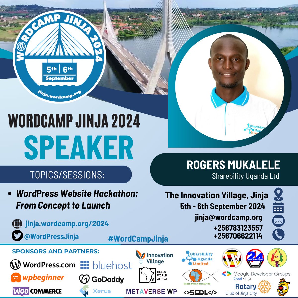 Don't miss out on the amazing learning, networking and fun at  #WordCampJinja 5th-6th Sept 2024. We have an amazing set of speakers, sessions and activities this year. 

Secure your spot here while they last: bit.ly/wordcampjinja2…

#WordCampJinja #WordPress #Jinja 1/7