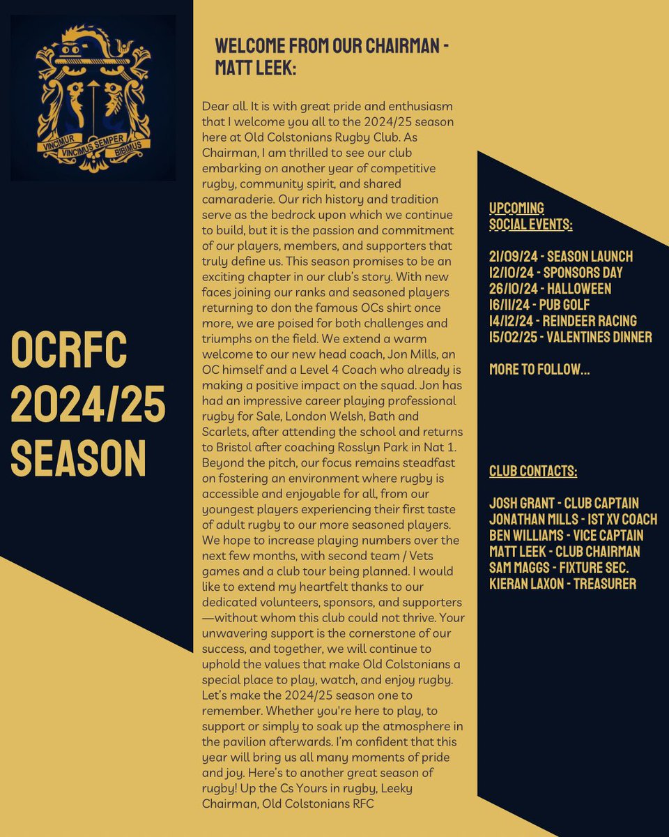 OC_RFC's tweet image. 🔷🔶 OC’s 2024/24 Club Brochure 🔶🔷