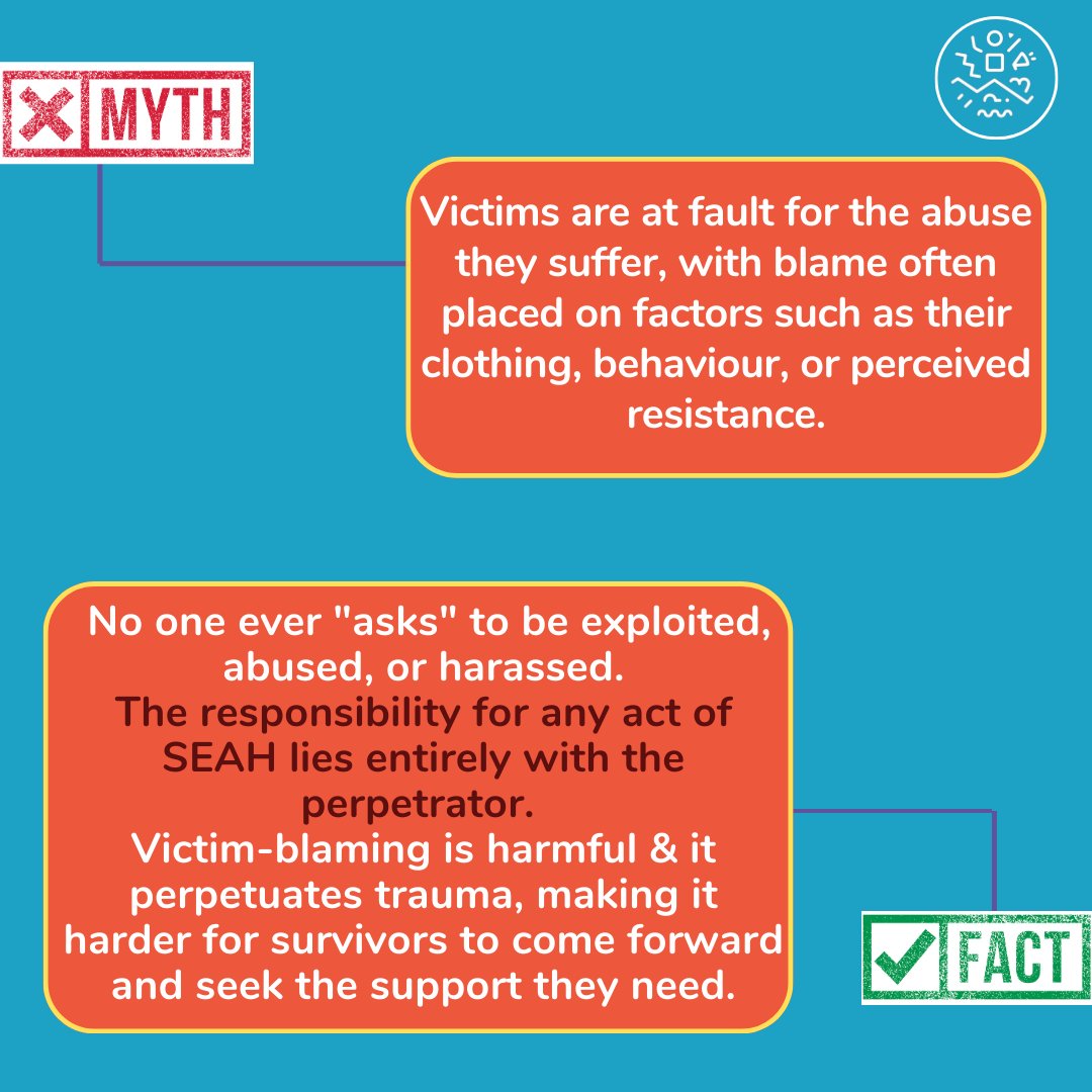 RHRNKenya's tweet photo. Perpetrators spread myths to justify and normalize SEAH, but the truth is clear: consent is non-negotiable, victim-blaming is harmful, and even 'small' actions have a big impact. Let's debunk these myths and stand up for respect and safety. #EndSEAH #ConsentMatters https://t.co/xD7VwS50u1