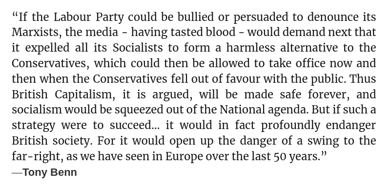 Another remarkably prescient quote from Tony Benn: