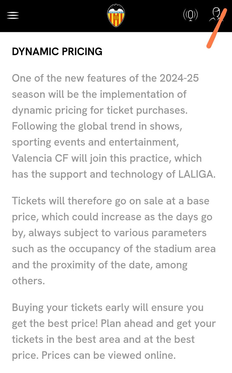 Football clubs are introducing 'dynamic pricing'. Valencia are increasing ticket prices - often several times over - with the 'support and technology of La Liga'. A very slippery slope which is simply a dreadful development for match-going fans. valenciacf.com/ya-a-la-venta-…