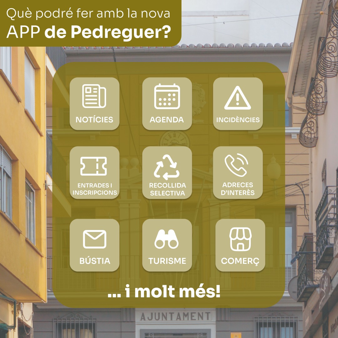 AjuntPedreguer's tweet image. 📲 ¡Pedreguer renova la seua app municipal! 🎉

Després de quasi 10 anys, l'Ajuntament de Pedreguer presenta una nova aplicació per a estar al dia de tot el que passa al poble! 🌟

#Pedreguer #NovaApp #ActualitatLocal #CulturaPedreguer #Tecnologia #Comunitat