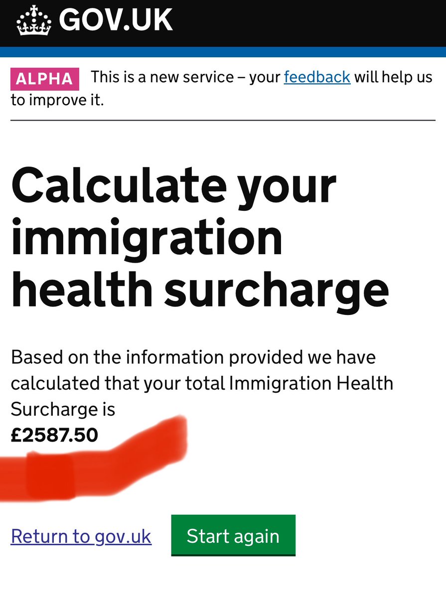 Shocking 😮 

The Home office Charging £2587.50 per person who wants extend their visa for 33 months towards NHS!  ( this is without the application fee)!!! 

This is on top of the National Insurance Tax, and Income Tax they already pay. 

Migrants are paying more towards the NHS