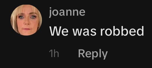 ClaretsFanTV's tweet photo. @francescalynn23 Hahaha Joanne is absolutely hating life currently, she was in my comments having a sob! “We was rob”😭😭 https://t.co/yQ6yfRePEe