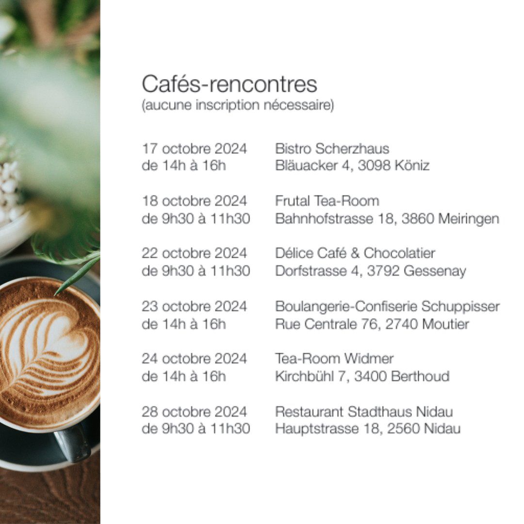 C'est reparti ! ☕🍰
Les proches aidants auront une nouvelle fois la possibilité de s’accorder une pause en dégustant une pâtisserie offerte.

Plus d'infos : tinyurl.com/22j22zpw

#journéeprochesaidants