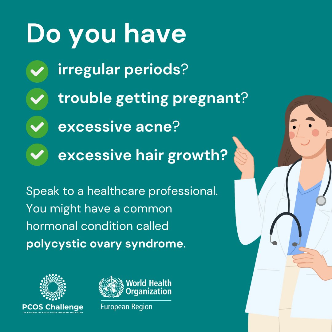 WHO_Europe's tweet photo. Birth control can help regulate your menstrual cycle &amp; keep #PCOS symptoms in check. Other meds can address acne, unwanted hair, blood pressure, mental health &amp; other conditions related to PCOS.

➡️ https://t.co/XspbURkfFL
➡️ https://t.co/0Qv5R8y5IW

#WorldPCOSDay @PCOSChallenge https://t.co/KBMaCUr3sJ