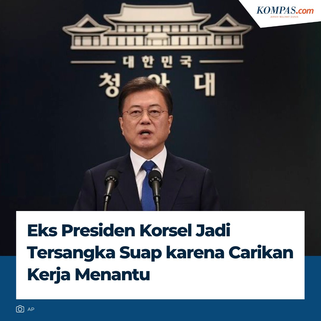 Mantan Presiden Korea Selatan Korsel, Moon Jae-in ditetapkan sebagai tersangka dalam kasus penyuapan.

Dia dituding membantu menantunya mendapatkan pekerjaan di sebuah maskapai penerbangan.

kompas.com/tren/read/2024…
