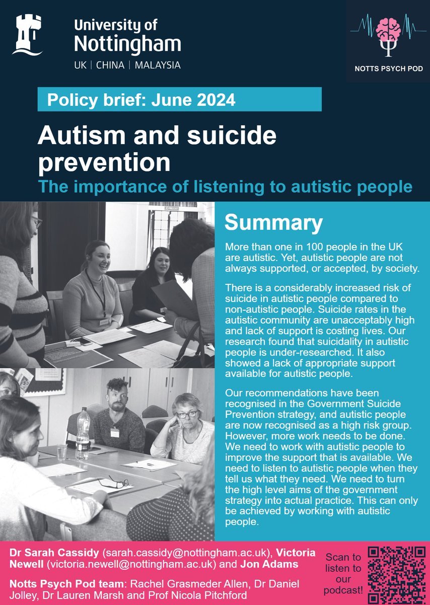 School of Psychology, University of Nottingham (@notts_psych) on Twitter photo The podcast episode on Consequences of Societal Exclusion: Mental Health and Autism in Series 1 of #NottsPsychPod has a short brief spotlighting the research with a call to action to promote meaningful change.
Read: nottingham-repository.worktribe.com/output/36871471
Listen to ep: podcasters.spotify.com/pod/show/notts… The podcast episode on Consequences of Societal Exclusion: Mental Health and Autism in Series 1 of #NottsPsychPod has a short brief spotlighting the research with a call to action to promote meaningful change.
Read: nottingham-repository.worktribe.com/output/36871471
Listen to ep: podcasters.spotify.com/pod/show/notts…