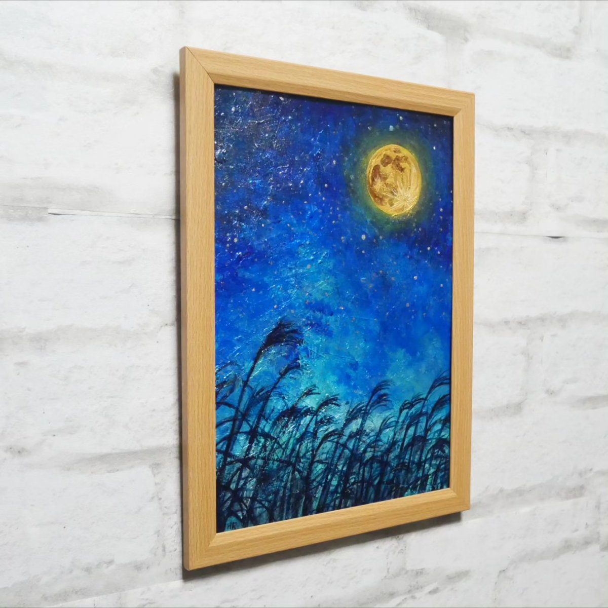 油絵 絵画 【十五夜】 （十五夜なので油絵で月を描く ｜ easy