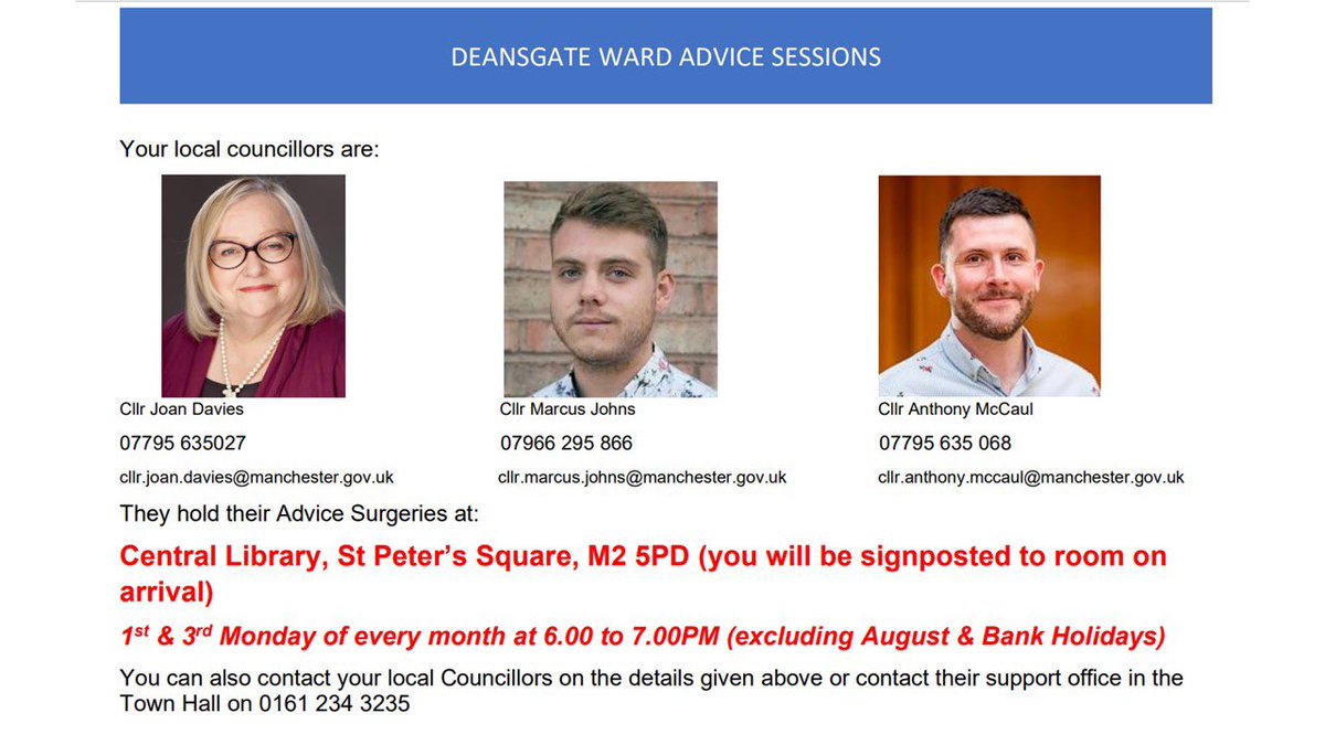 Cllr Anthony McCaul (@anthonymccauldg) on Twitter photo I will be holding the bi-monthly <a href="/deansgatelabour/">Deansgate Labour</a> cllr drop in surgery. If you are a Deansgate resident and would like to talk to your councillor please drop in. Details below I will be holding the bi-monthly <a href="/deansgatelabour/">Deansgate Labour</a> cllr drop in surgery. If you are a Deansgate resident and would like to talk to your councillor please drop in. Details below