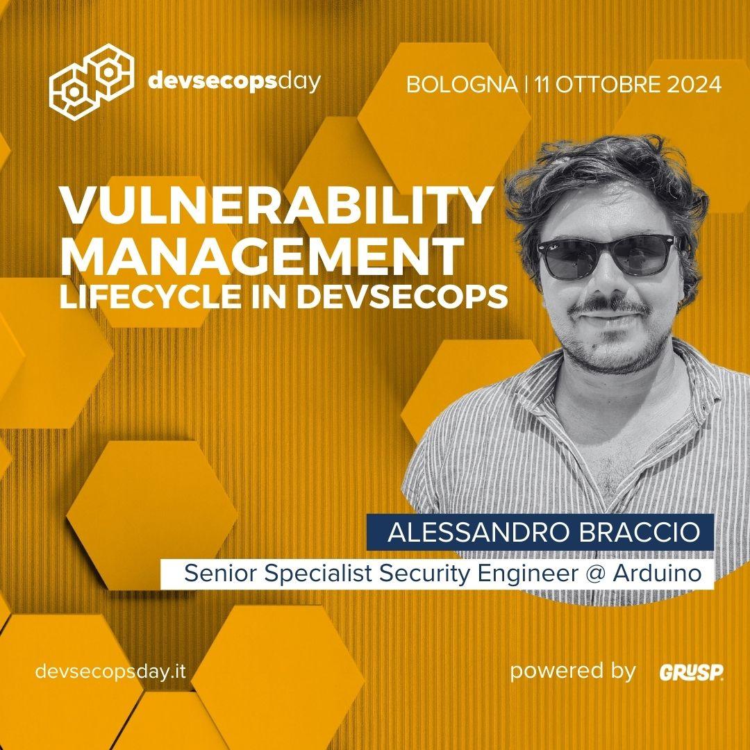 devsecopsdayit's tweet image. &quot;Vulnerability Management Lifecycle in #DevSecOps&quot; sarà il talk di Alessandro Braccio, Senior Specialist Security Engineer

#devsecopsday24 la conferenza sulle pratiche di #sicurezza in ambito #DevOps.
📍 Bologna 📅 11 Ottobre 2024 
👉bit.ly/3z4ZuLr
#OWASP #vulnerability