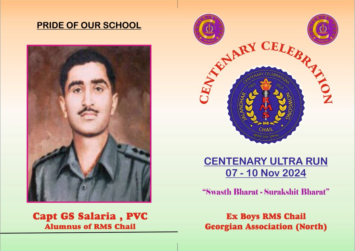 chailcentenary's tweet photo. Chail Centenary Ultra Run( 07-10 Nov 24)

For joining as runner or volunteer please contact Rajan Singh Raghuvanshi, (Roll No - 2400) Chail 1991-98 WhatsApp Mobile No 7002864788. https://t.co/0MoQNpMiaB