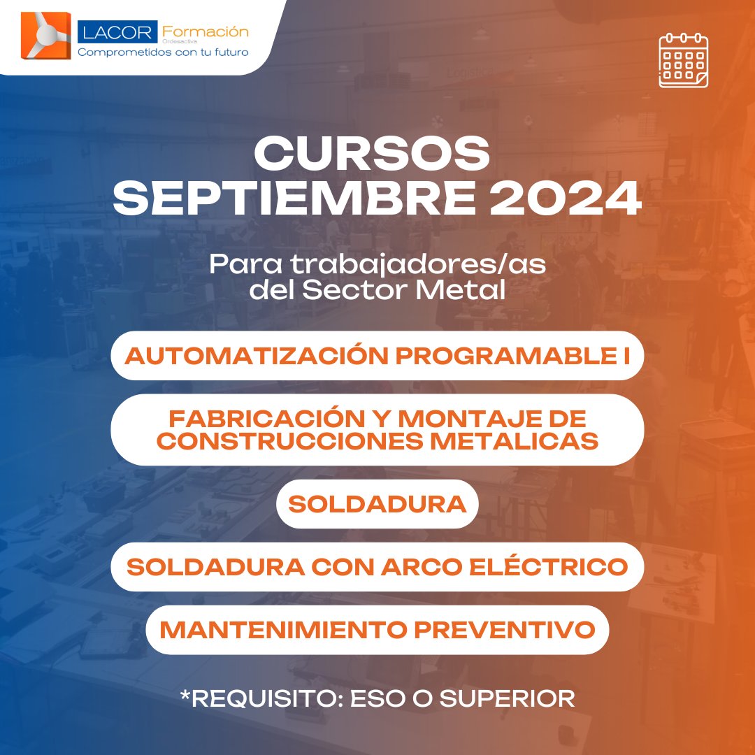 LacorFormacion's tweet photo. ¡Volvemos con la energía a tope para ofrecerte formaciones de calidad para este mes! 

➡️ Tanto si trabajas en el sector metal como en cualquier otro... ¡tienes formaciones a las que te puedes apuntar! 

¡Échale un vistazo a nuestro programa, y contáctanos! https://t.co/OaOHhHelRD