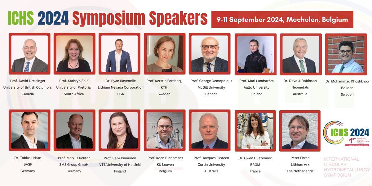 Last chance to register for the International Circular #Hydrometallurgy #Symposium.
15 lectures by top notch speakers, 38 posters and a debate session on the future of hydrometallurgical #research. #criticalrawmaterials #energytransition
Program: ichs2024.cirmet.eu/programme/
