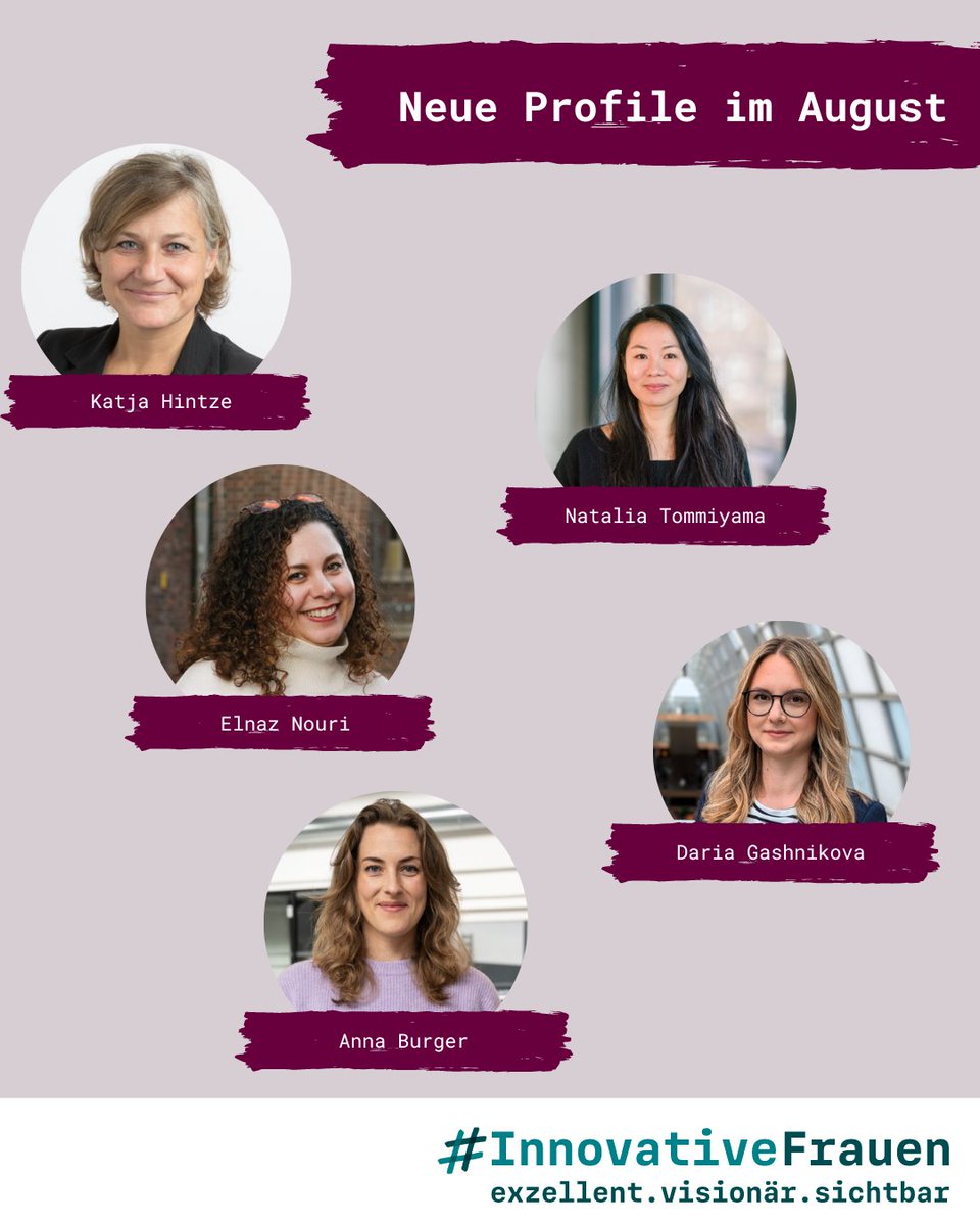 Wir freuen uns, dass diese Expertinnen Teil unserer Datenbank sind! Damit wir Profile wie diese auch in Zukunft prüfen und veröffentlichen können, brauchen wir jetzt Ihre Unterstützung: betterplace.org/de/projects/13…
#Sichtbarkeit #InnovativeFrauen #Innovation