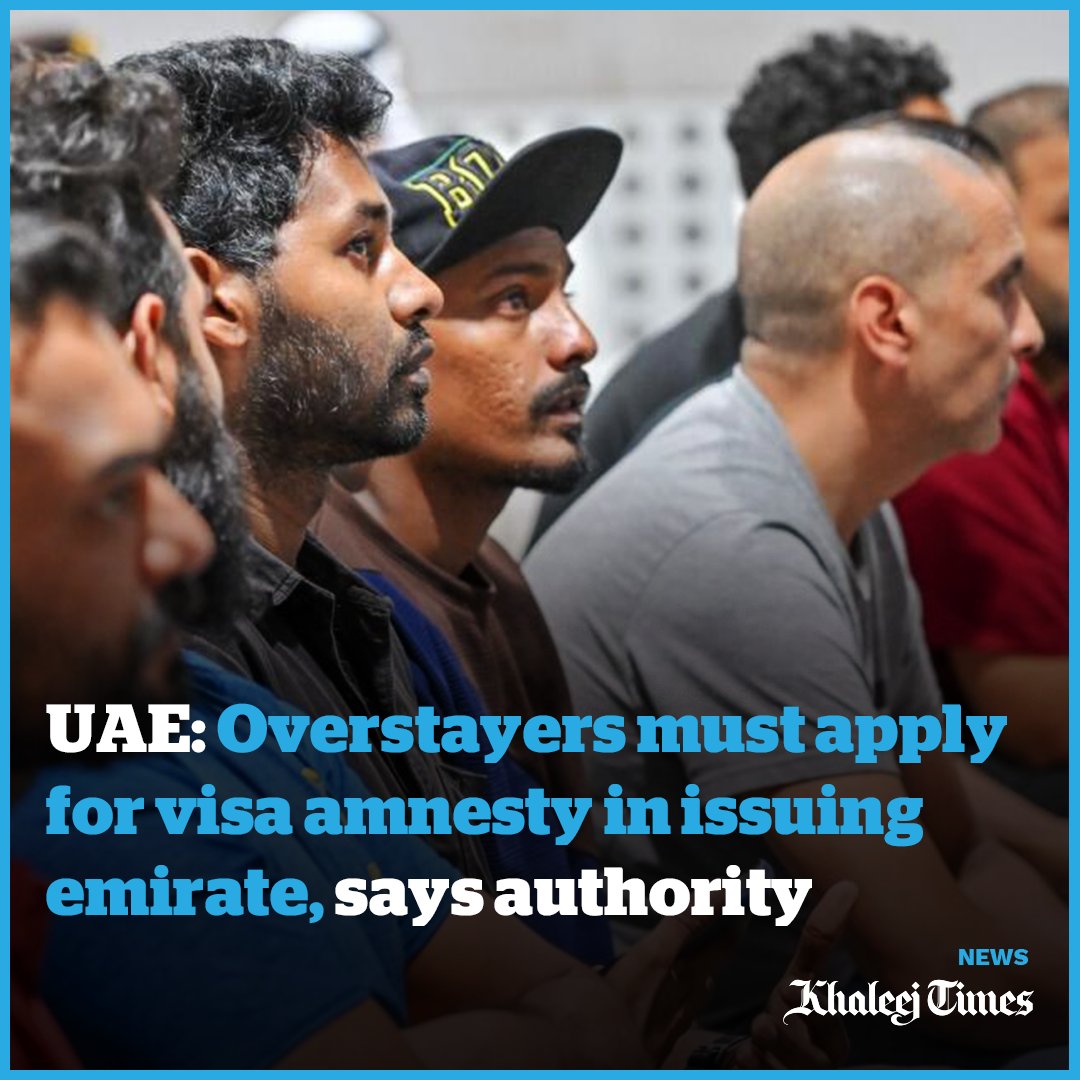 khaleejtimes's tweet photo. #Overstayers who wish to leave the #UAE must apply for the #visaamnesty in the emirate where their residency was issued, authorities in #Dubai have clarified.
https://t.co/3WdLQW66lq https://t.co/Mb9zIhrbZX
