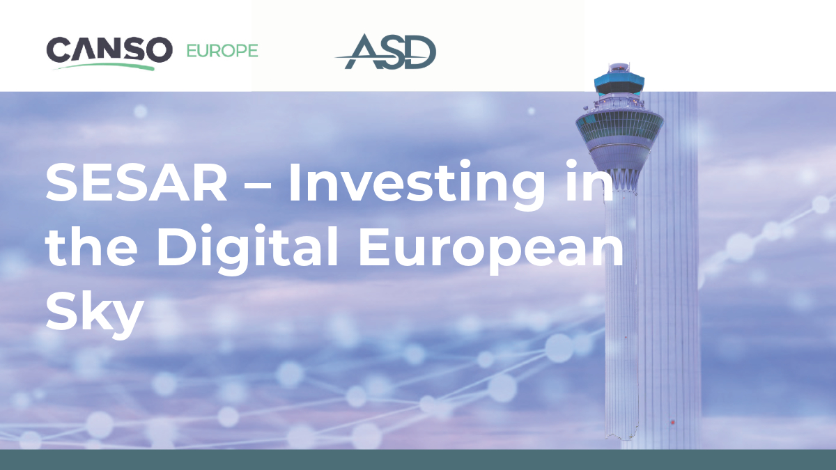 ASDEurope's tweet photo. ASD &amp; @CANSOEurope joint call for enhanced funding of the Single European Sky Air Traffic Management (ATM) Research programme (SESAR). "SESAR - Investing in the Digital European Sky" highlights the transformative impact of SESAR's initiatives 
Read more ➡️ https://t.co/RfcOIIlzbN https://t.co/T1mjEGjqMf