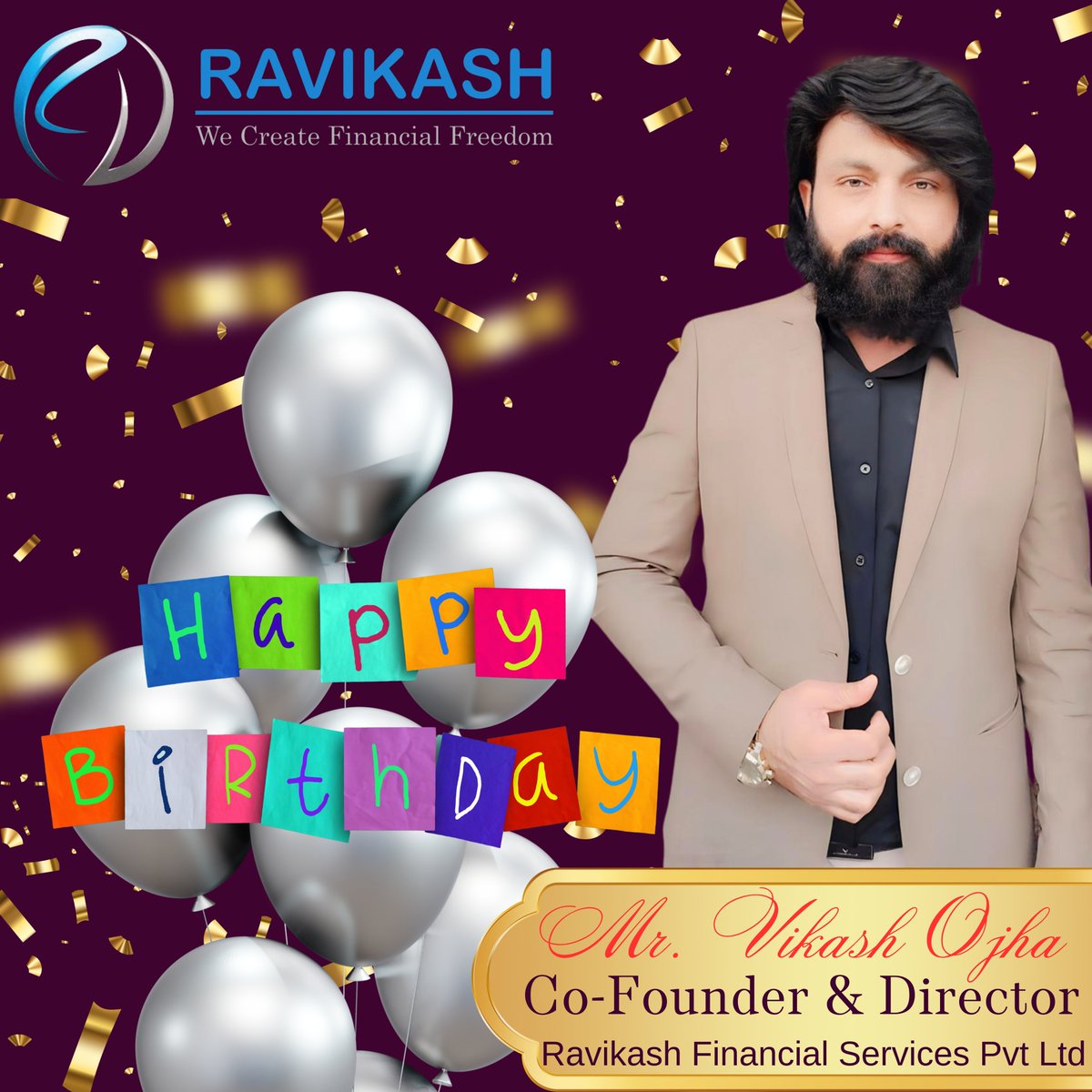 RavikashRealty's tweet photo. Happy Birthday to the visionary co-founder &amp; director of Ravikash Group, Mr. Vikash Ojha! 🎉

Your creativity and leadership inspire us every day, turning challenges into stepping stones for success. May this year bring you new heights of achievement and endless opportunities. 🌟 https://t.co/bTx8i7OIX9