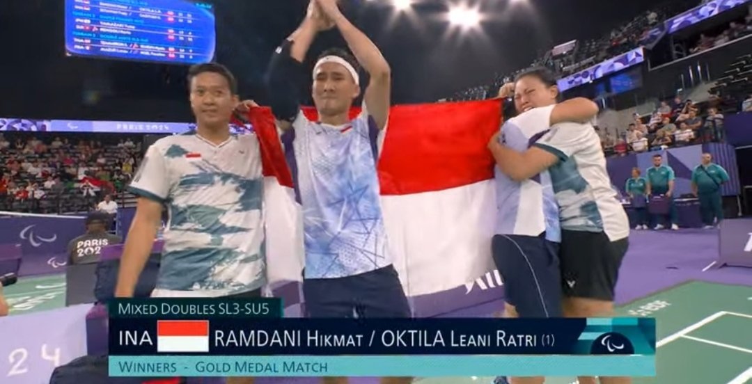 ainurohman's tweet photo. RESMI, EMAS PERTAMA INDONESIA DI PARALYMPIC 2024!!! 

Hikmat/Ratri berhasil mengalahkan XD Indonesia lainnya Fredy/Khalimatus di final Paris 2024. 

Emas ketiga Ratri di Paralympic. 
Emas pertama Hikmat di Paralympic. 

Selamat kepada kedua pasangan. Atas kerja keras, dedikasi, dan komitmen yg luar biasa, kalian layak mendapatkan kejayaan ini.

Salut!