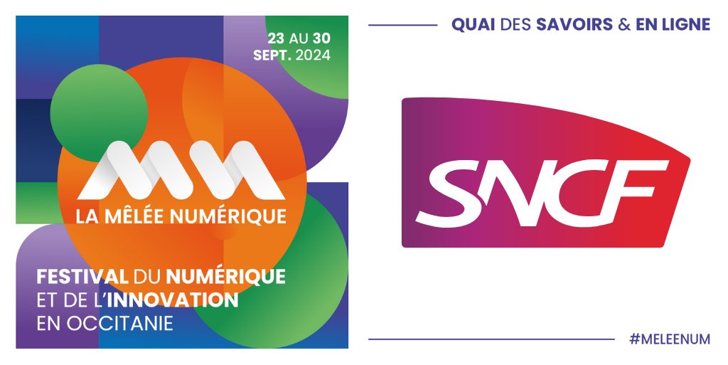 Nous sommes ravis de vous annoncer la présence du @groupesncf, notre partenaire lors de La Mêlée Numérique 2024 ! 🙏
Rendez-vous du 23 au 30 septembre pour l'événement incontournable en Occitanie ! Inscription gratuite : swll.to/meleenum

#MeleeNum  #toulouse