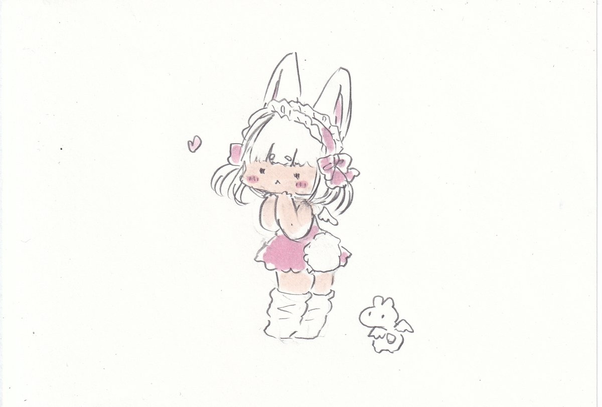「ふわふわしっぽっぽ。#イラスト #女の子イラスト #ウサギ #ケモミミ #天使 」|けだまのイラスト