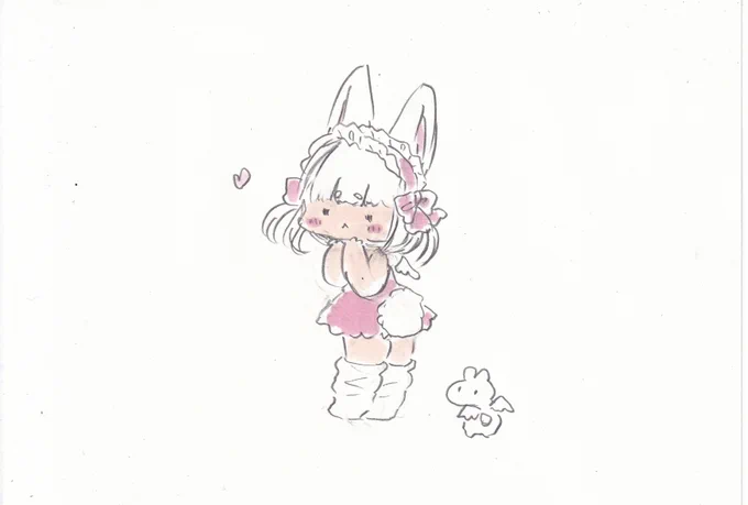 ふわふわしっぽっぽ。#イラスト #女の子イラスト #ウサギ #ケモミミ #天使 