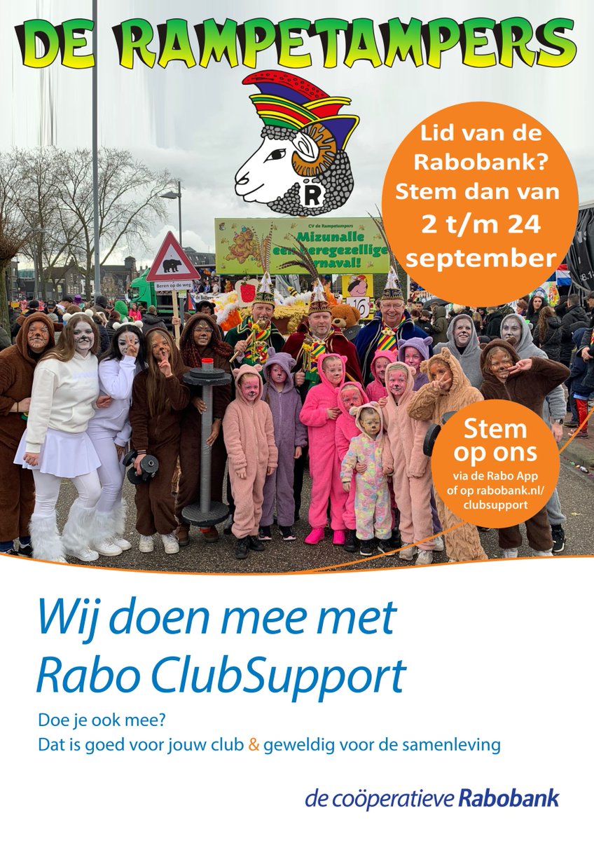 Voor de Rabobankleden: steun ons op de clubsupport actie, er kan nu gestemd worden!