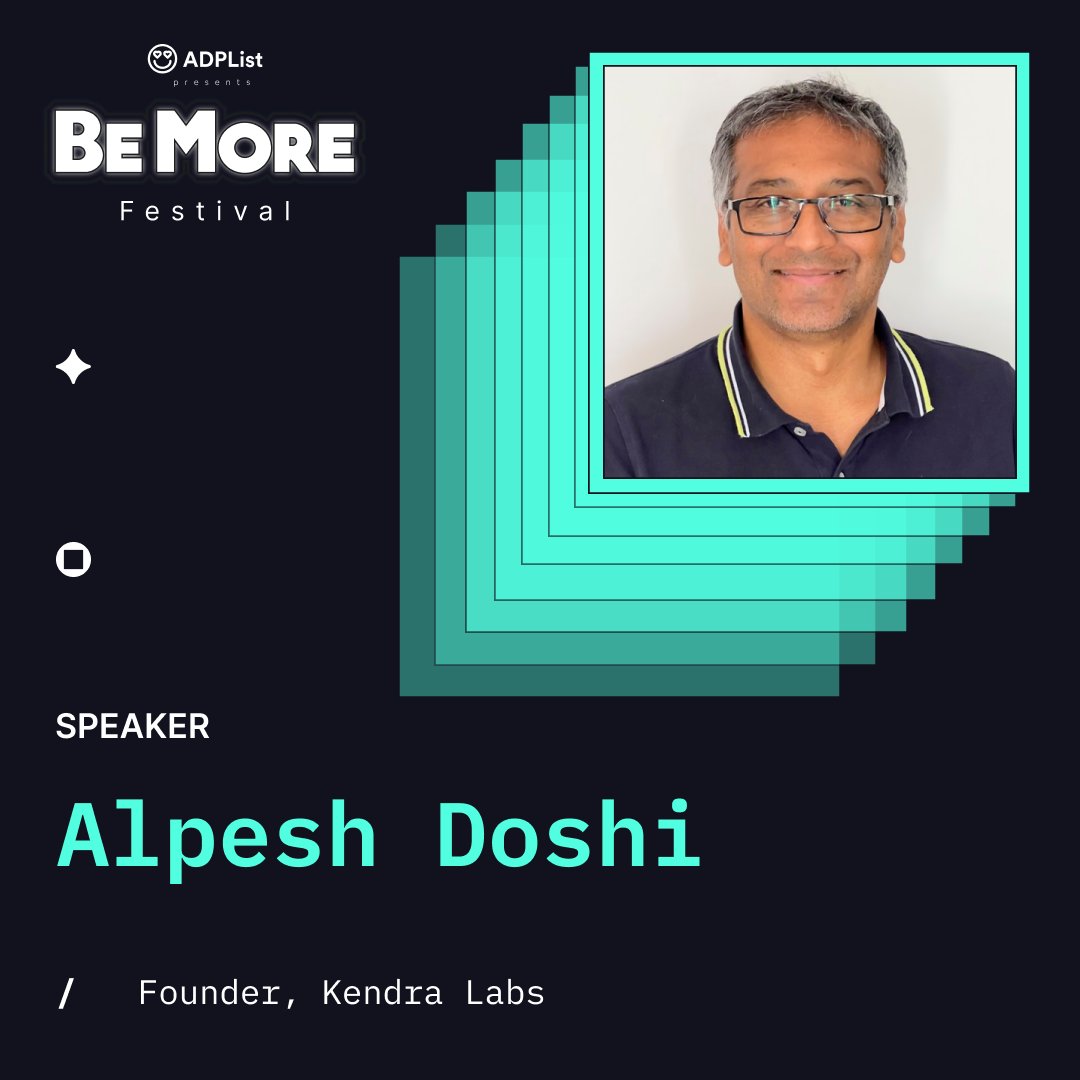 Alpesh Doshi (@alpeshdoshi) on Twitter photo I'm speaking at <a href="/ADPList/">ADPList</a>'s #BeMore2024. Ar 24-hour virtual conference for 25K+, talking about #ai-first. I’ll be joined by a  100+ leaders in design, AI, product, and more, happening on Sep 18th, 2024. #ai
Register: ow.ly/EiCq50TbyWI I hope to see you there! I'm speaking at <a href="/ADPList/">ADPList</a>'s #BeMore2024. Ar 24-hour virtual conference for 25K+, talking about #ai-first. I’ll be joined by a  100+ leaders in design, AI, product, and more, happening on Sep 18th, 2024. #ai
Register: ow.ly/EiCq50TbyWI I hope to see you there!