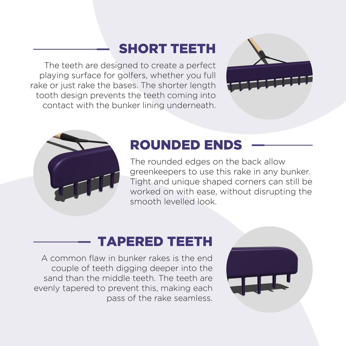 NEW PRODUCT - The Cartesian Rake

Developed with input from over 100 UK greenkeepers. See below for individual feature highlights of the dual-sided rake.
