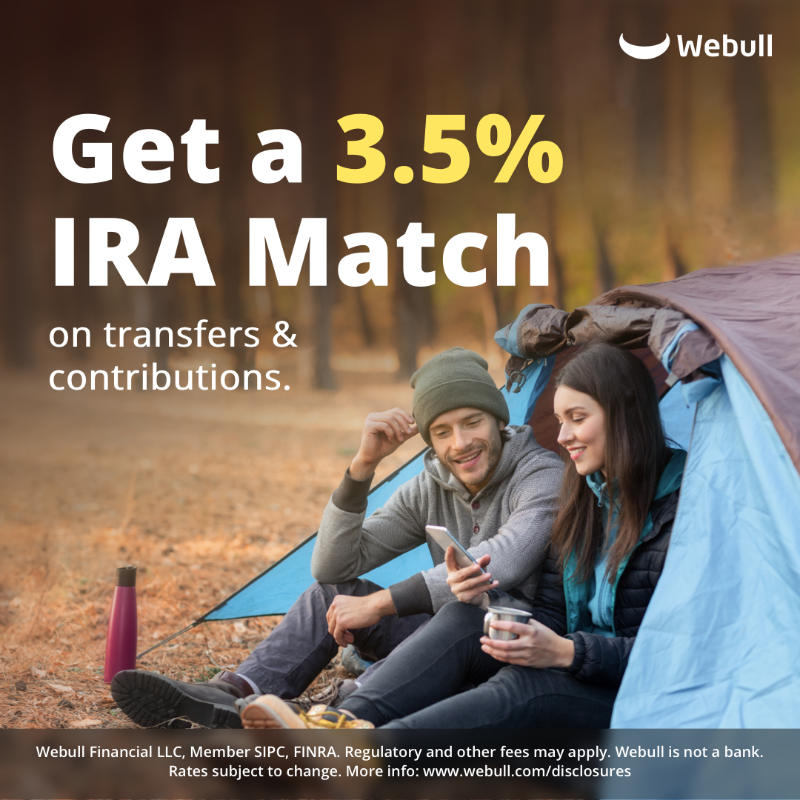 WebullGlobal's tweet photo. Transfer your IRA to Webull and get 3.5% on your transfers and new contributions.