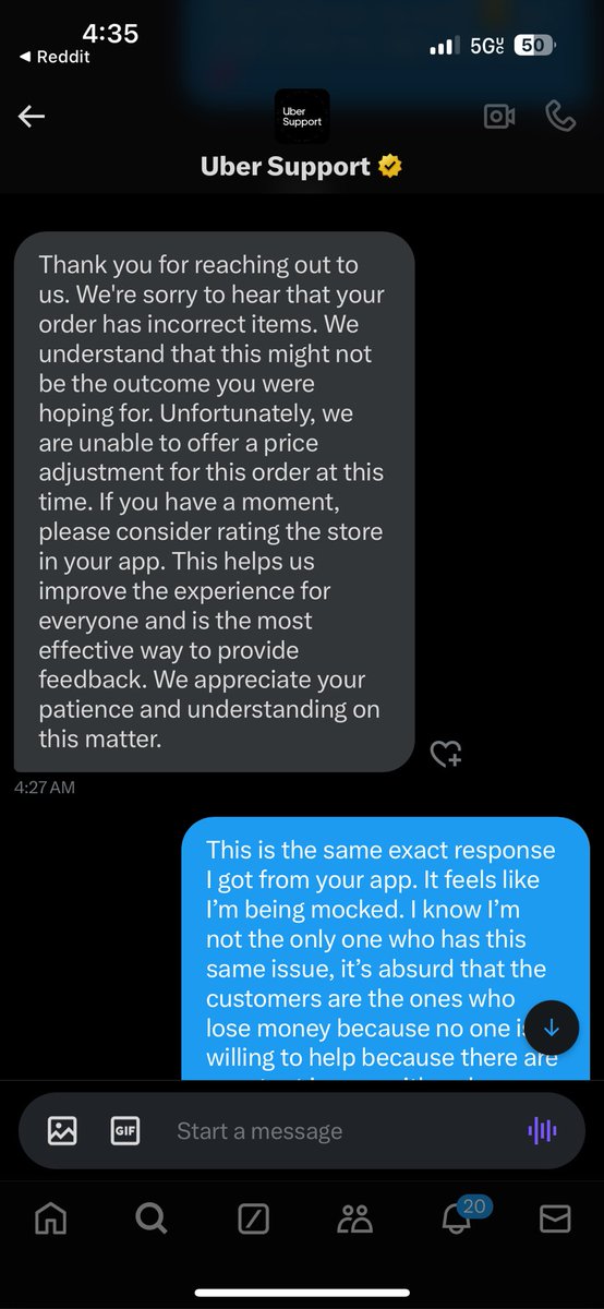 koopacommander's tweet photo. @Uber_Support Really? The exact same response from your app. Appalling. https://t.co/jFJIqYXHFP