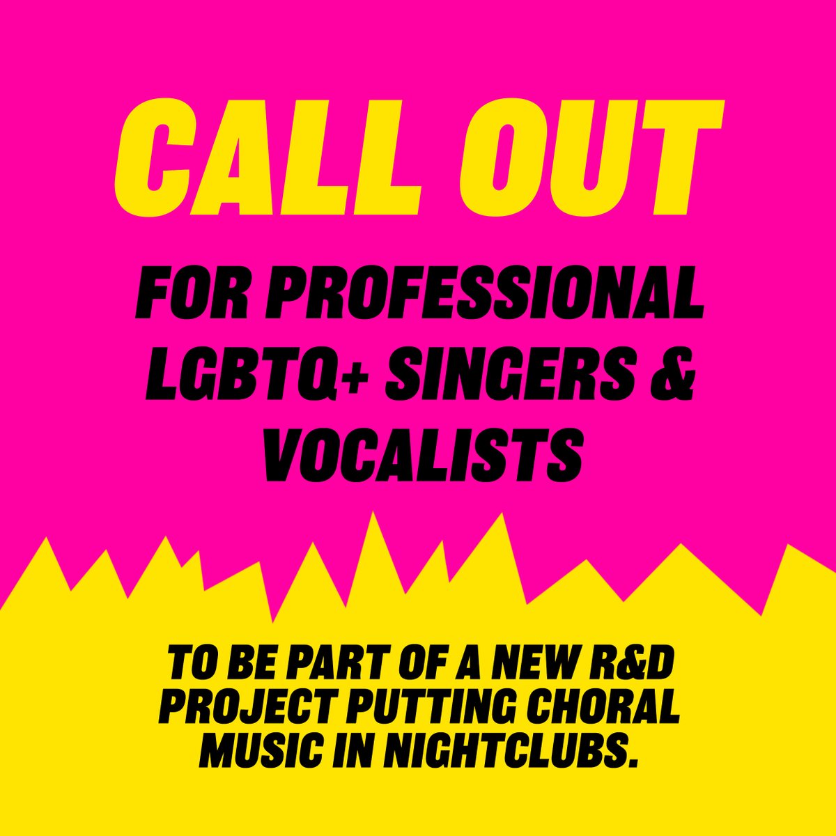 Fatt Butcher (@fattbutcher) on Twitter photo CALL OUT: LGBTQ+ SINGERS & VOCALISTS to be part of a new R&D project putting choral music into nightclubs.
I am very excited to have been funded by <a href="/ace_national/">Arts Council England</a> to R&D ‘Congregational’, a new performance imagining the possibilities of choral music performance for nightclubs... CALL OUT: LGBTQ+ SINGERS & VOCALISTS to be part of a new R&D project putting choral music into nightclubs.
I am very excited to have been funded by <a href="/ace_national/">Arts Council England</a> to R&D ‘Congregational’, a new performance imagining the possibilities of choral music performance for nightclubs...