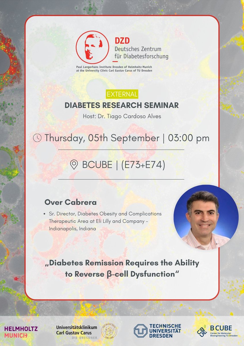Paul Langerhans Institute Dresden - PLID (@plid_info) on Twitter photo This Thursday is our
#ExternalDiabetesSeminar with special guest Over Cabrera!
Come by at 3pm in the BCUBE of <a href="/tudresden_de/">TU Dresden</a> for a talk about #BetaCells and #Diabetes remission. #DiabetesResearch This Thursday is our
#ExternalDiabetesSeminar with special guest Over Cabrera!
Come by at 3pm in the BCUBE of <a href="/tudresden_de/">TU Dresden</a> for a talk about #BetaCells and #Diabetes remission. #DiabetesResearch