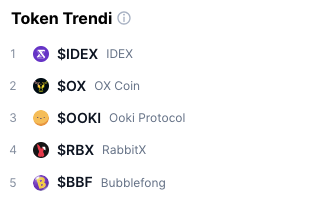 CryptoWatchID's tweet photo. 🚀 Token trending saat ini! Ada $IDEX, $OX Coin, $OOKI Protocol, $RBX RabbitX, dan $BBF Bubblefong yang sedang hot. Mana yang jadi pilihanmu? 🌐
#CryptoIndonesia #Blockchain #TokenTrending #CryptoTrends https://t.co/90QDyYqggJ