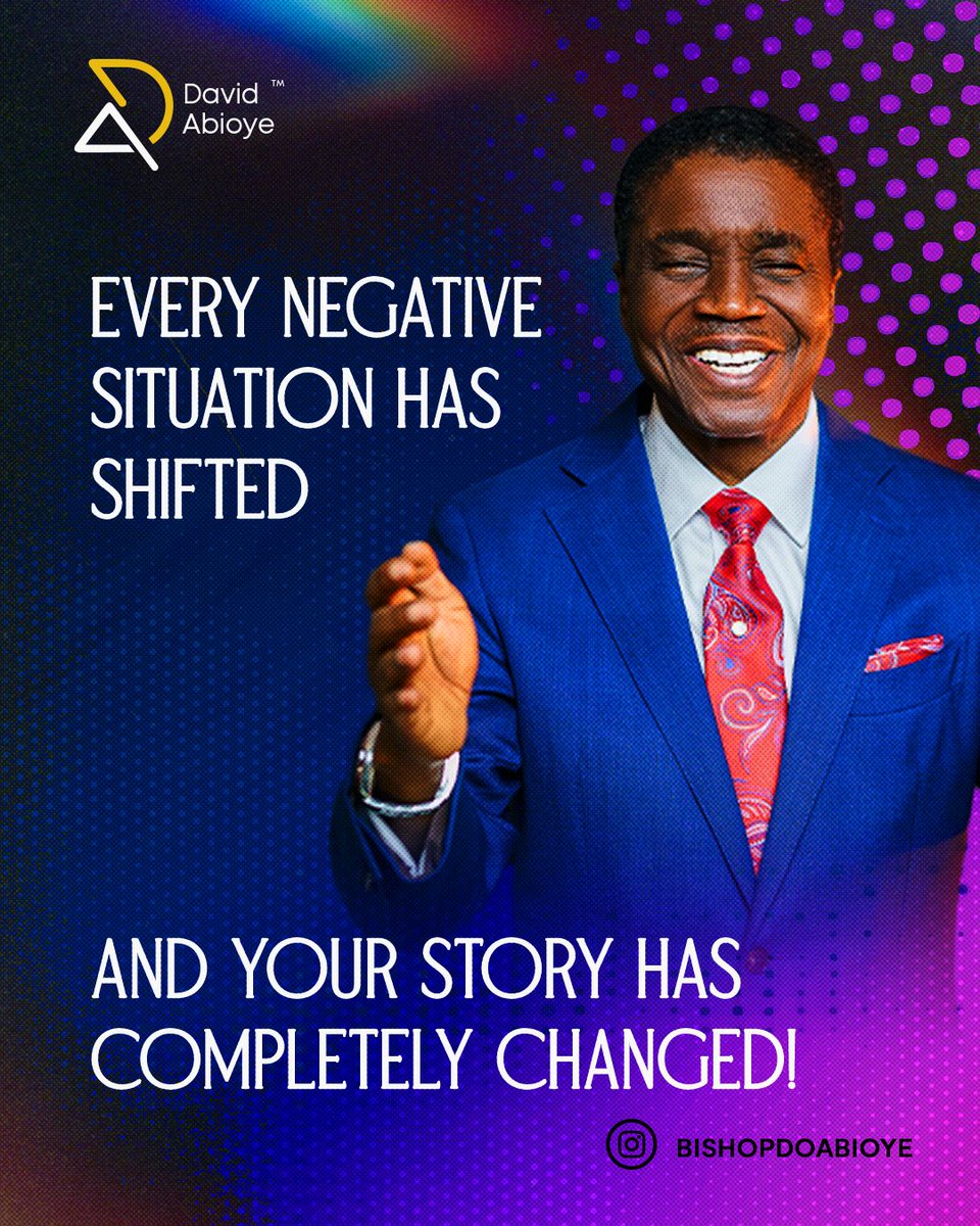 BishopDOAbioye's tweet photo. As you step into this new week, I decree that every situation that has brought you tears will be transformed and turned around in Jesus’ name.

You will return with a heart full of joy and a testimony of God’s goodness.

#BishopDavidAbioye https://t.co/OFlOZDWlZw