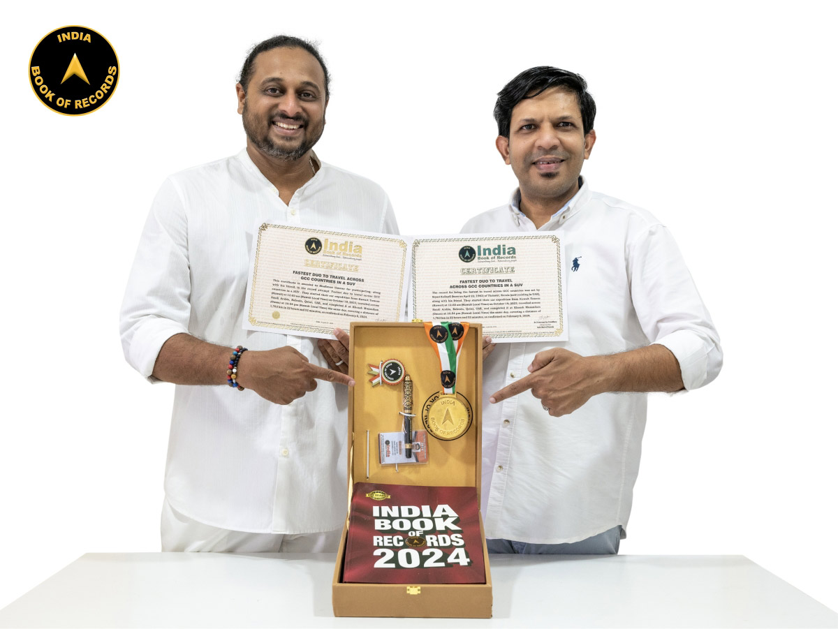 indiabookrecord's tweet photo. The record for being the fastest to travel across GCC countries was set by Siyad Kallayil (born on April 22, 1982) of Thrissur, Kerala , along with his friend. 
Visit : https://t.co/daB2OJSdpc
#IBR #indiabookofrecords #travel #carexpedition #Kerala #travellers #khasabmusandam https://t.co/Xowq5dZ6H8