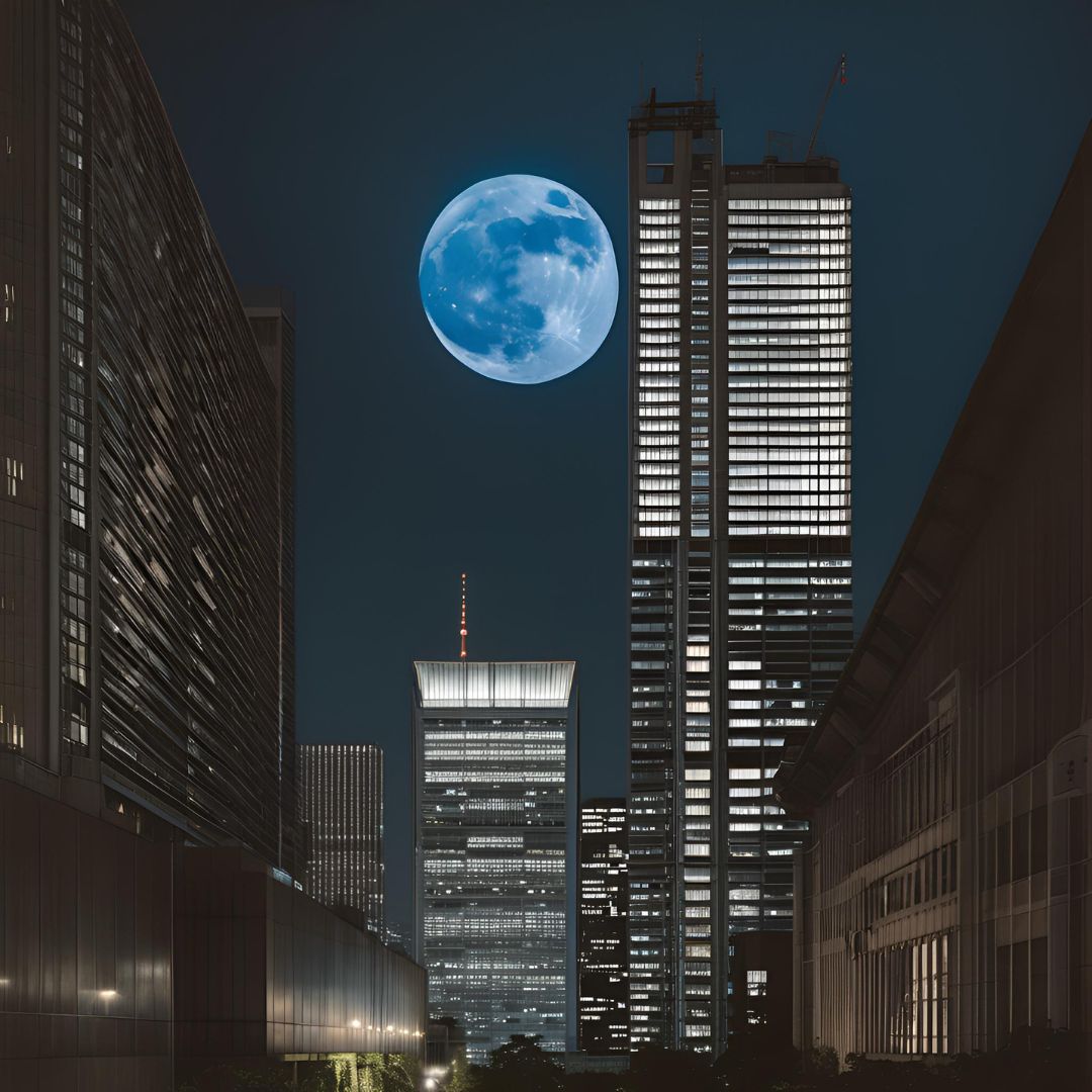 ElOso2022's tweet photo. 濃く青い巨大な月が 東京都庁ビル周辺のビル群をモノトーンの光で覆う神秘的な雰囲気で!!! Super Blue Moon at Shinjuku are - One of the center of Tokyo !!!!
#FullMoon #aiimageart #満月 #TOKYONightandLight #AI画像生成 #Underthemoonlight #AIアート #tokyoviews #都庁 #新宿周辺 #近未来 https://t.co/JBPxzKktzI