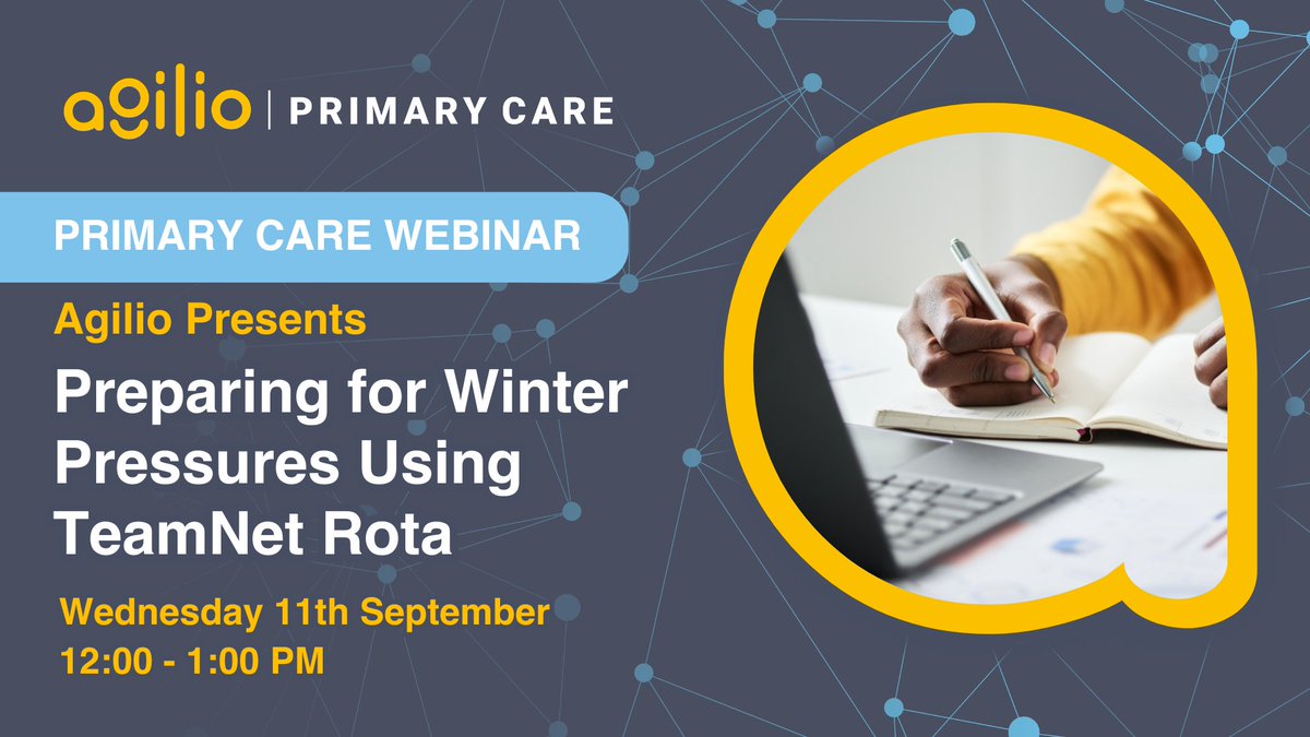Join us in our upcoming webinar as we explore how TeamNet can help you and your practice feel prepared for the winter season ❄️

Register here➡️ events.teams.microsoft.com/event/11c5f94e…  

📆Wednesday 11th September  
⏰12 – 1 pm  

#Agilio #PrimaryCare #TeamNet