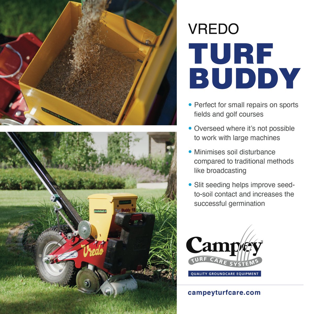 CampeyTurfCare's tweet photo. The #Vredo #TurfBuddy from #CampeyTurfCare
✔️perfect for small repairs on sports fields & golf courses
✔️ slit seeding helps improve seed-to-soil contact
#SportsField #GolfCourse #TurfMaintenance #SlitSeeding #SeedToSoil #Groundskeeping #TurfCare https://t.co/2J1su8Pu5K