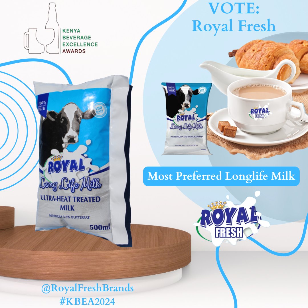 RoyalMilkBrands's tweet photo. Royal Fresh Brands been nominated for the Most Preferred Long Life Milk in the 5th Kenya Beverage Excellence Awards! vote for us!
Kindly Vote for us: Royal Fresh Brands
Category: Most Preferred Long Life Milk
https://t.co/wQhu696jKW
#kbea2024 #royalfresh #MAZIWA #fypシ https://t.co/aMgC6D6EMl