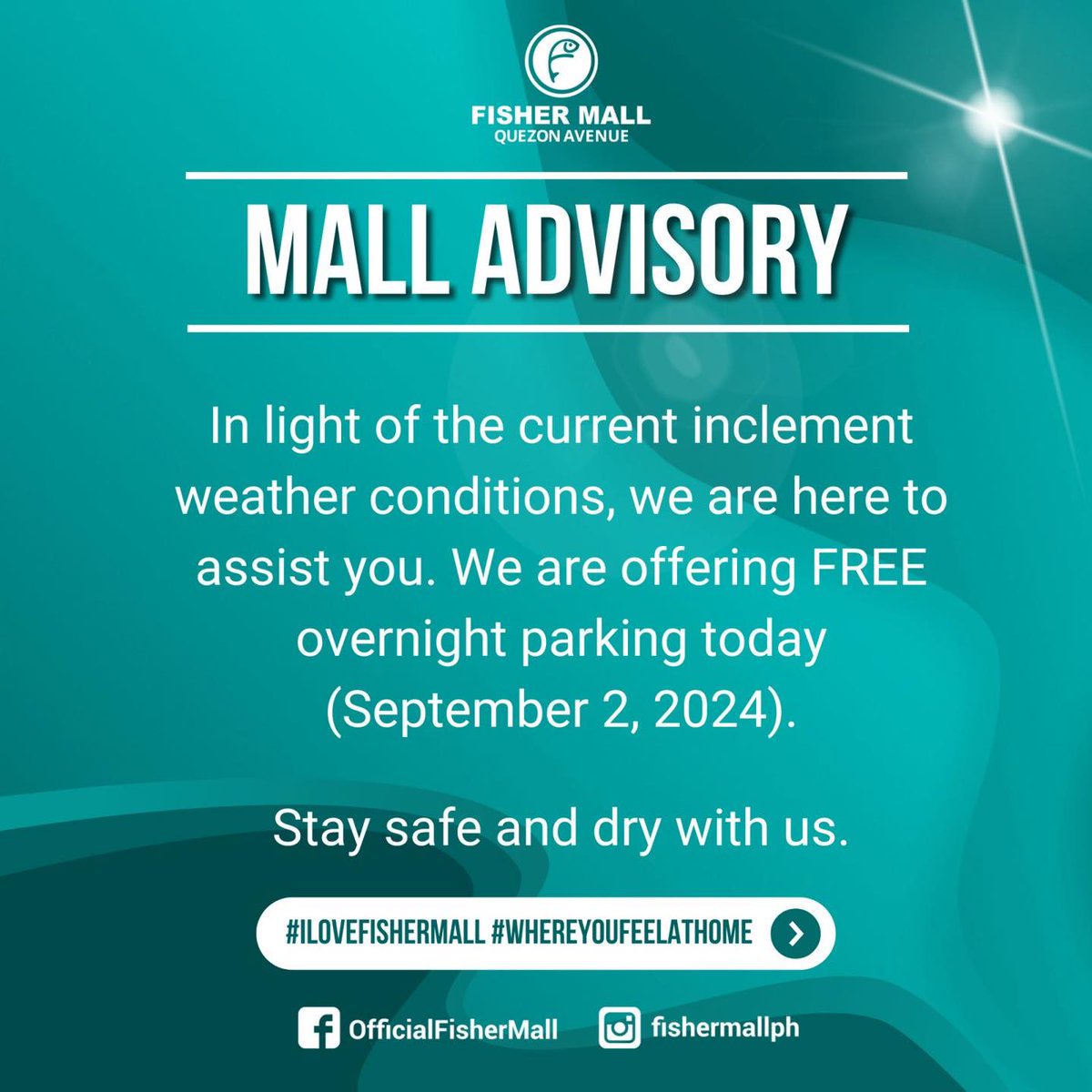 QCGov's tweet image. Public Service Advisory❗️

Magtatalaga ng waiting areas ang ilang mga mall sa lungsod para sa mga QCitizen na nangangailangan ng pansamantalang matutuluyan dahil sa ulan at matinding baha bunsod ng bagyong #EntengPH.