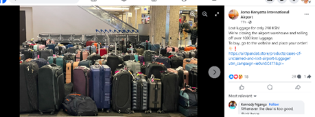 Claim: JKIA is offering over 1,000 pieces of lost luggage for sale at just Ksh. 290 each as they close their warehouse.

Fact: Misleading, <a href="/KenyaAirports/">Kenya Airports Authority</a> on August 25, 2024,  dismissed the claim, stating that they are not selling any unattended luggage or items.
#iVerifyKE