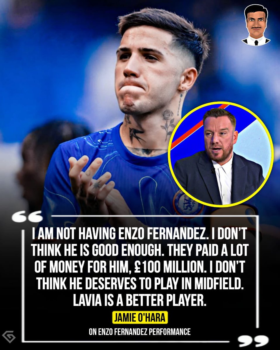 FrankKhalidUK's tweet photo. Jamie O’Hara talking about Enzo Fernandez. https://t.co/D6jxhF6uyT
