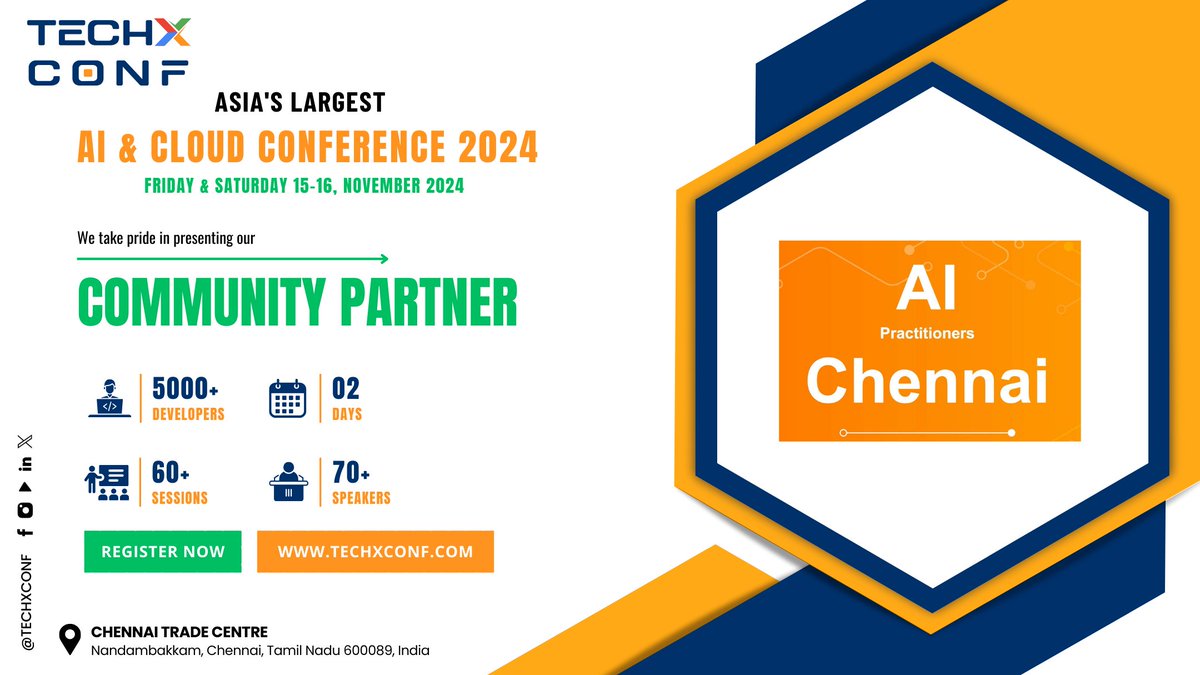 TechXConf (@techxconf) on Twitter photo 🌟 Community Partner Announcement!
We’re thrilled to welcome <a href="/AIChennaii/">AI Practitioners Chennai</a> as a community partner for #TechXConf2024!🤝
Their support plays a crucial role in uniting AI professionals and enthusiasts. We’re excited to collaborate with them to make this event a success!
#TechXConf 🌟 Community Partner Announcement!
We’re thrilled to welcome <a href="/AIChennaii/">AI Practitioners Chennai</a> as a community partner for #TechXConf2024!🤝
Their support plays a crucial role in uniting AI professionals and enthusiasts. We’re excited to collaborate with them to make this event a success!
#TechXConf