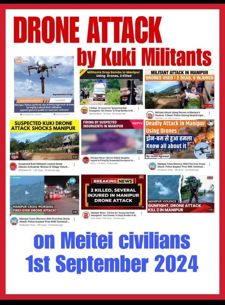 ORI668997543717's tweet photo. ‼️The message from the #KukiTerrorists is loud and clear - more deaths more injured civilians n police until there is a separate #KukiLand
Koutruk,Kadangband, Sekma attacked twith RPGs n drone Bombs 
#KukiDroneAttack #KukiEngineeredManipurViolence why at the cost of meitei lives https://t.co/dbl5Nx0BeG